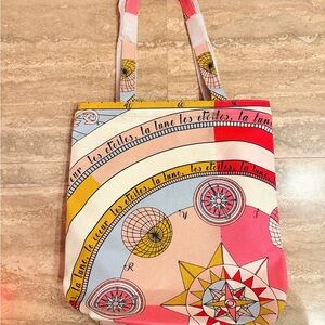 Tory Burch Constellation Pink Multicolor Canvas Tote Bag, Brand New
